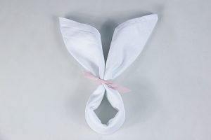 Easter Table Setting Decoration Gold White Folding Bunny Napkin on Lifetime-pieces.com